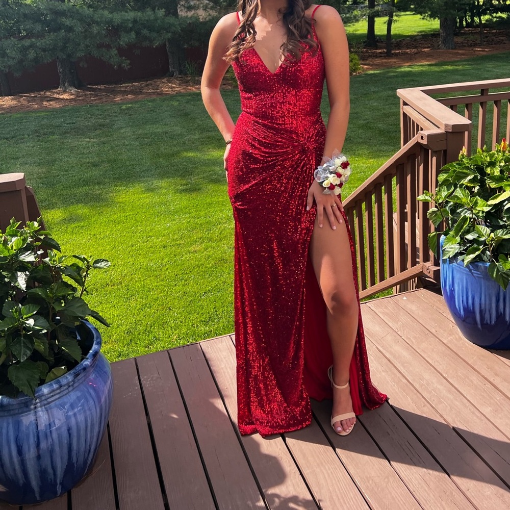 Evening Prom Jovani Sparkling Red Dress Size 4